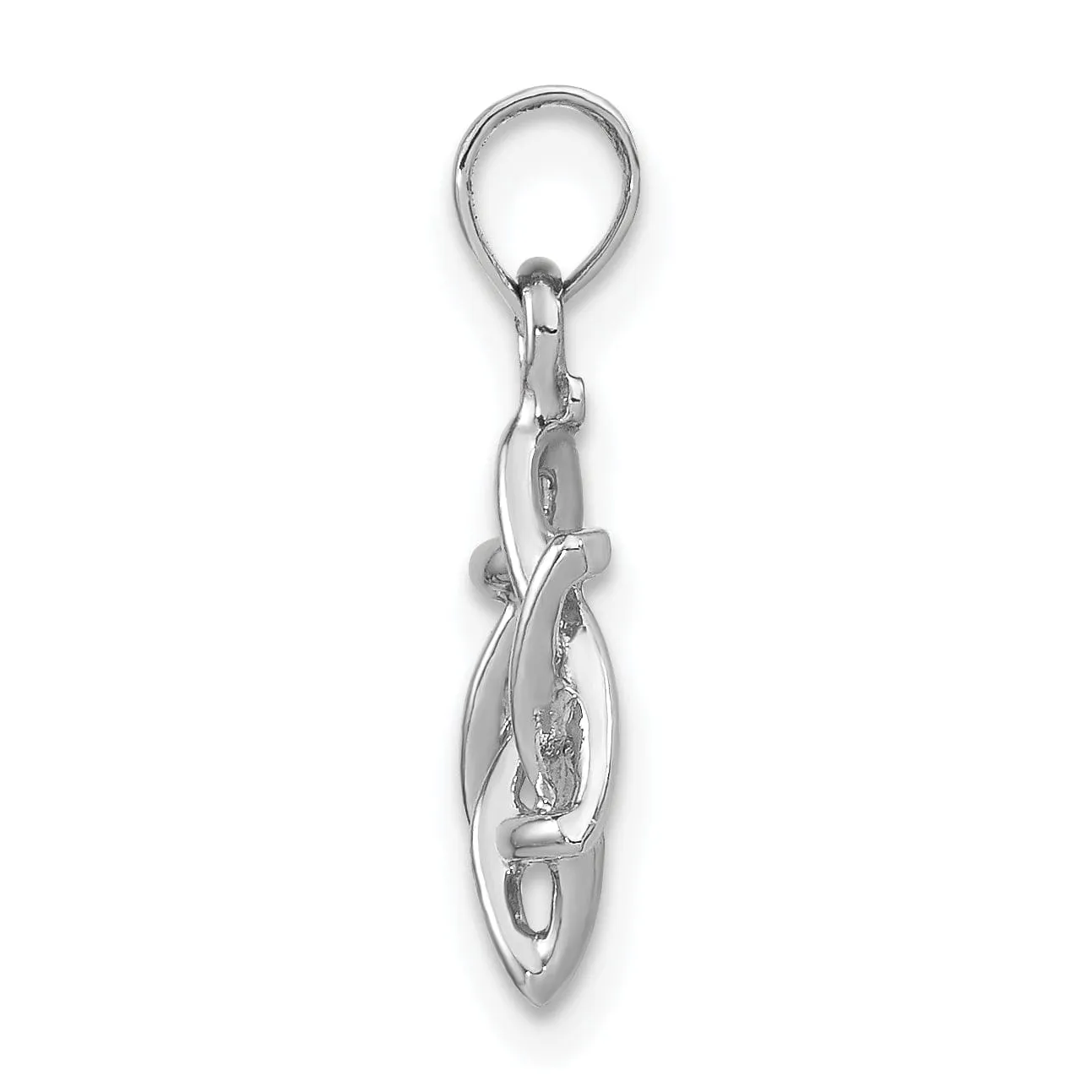14k White Gold Rholdium Polish Finish 3-D Star of David Charm Pendant