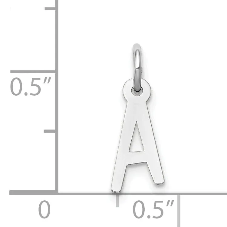 14k White Gold Small Slanted Block Letter A Initial Pendant