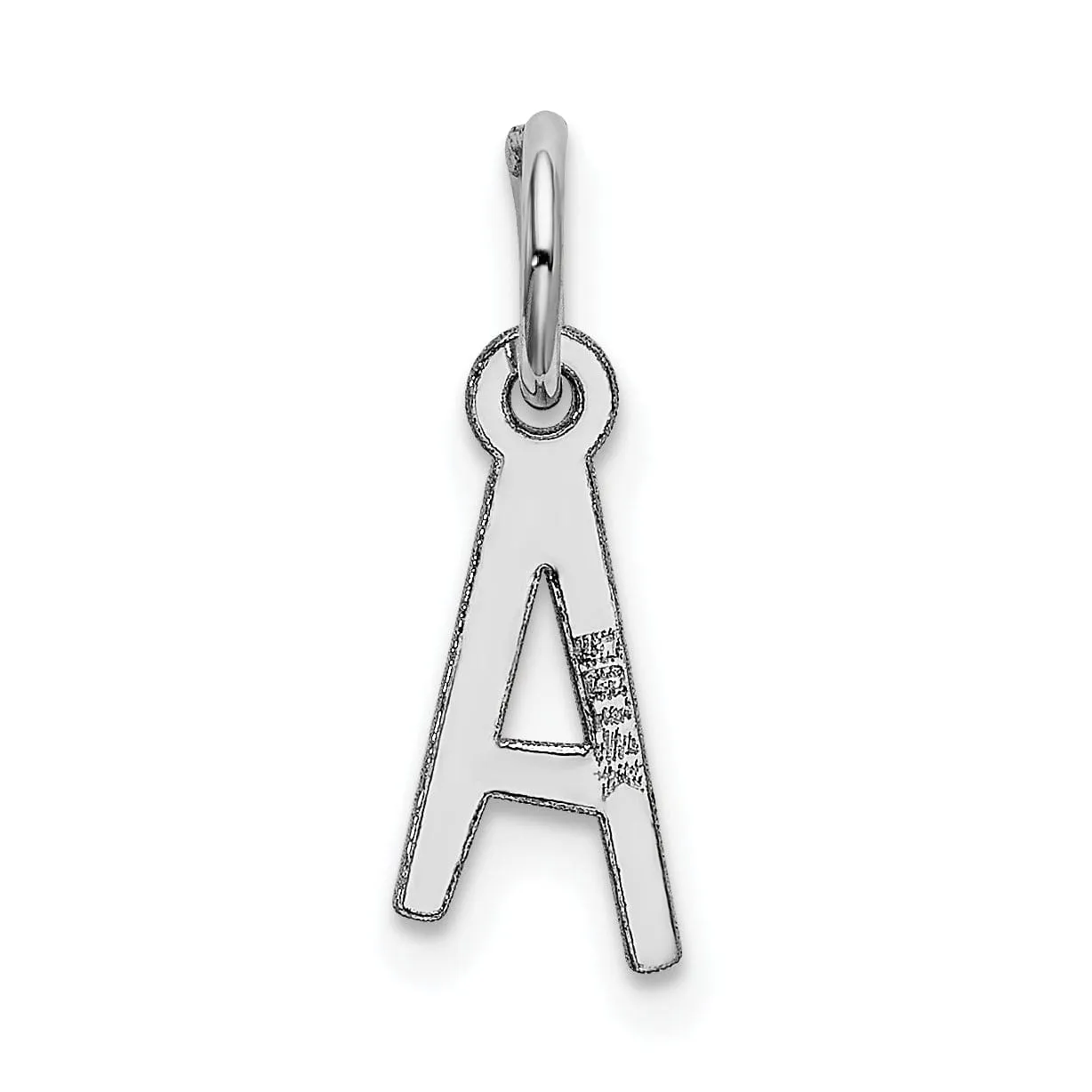 14k White Gold Small Slanted Block Letter A Initial Pendant