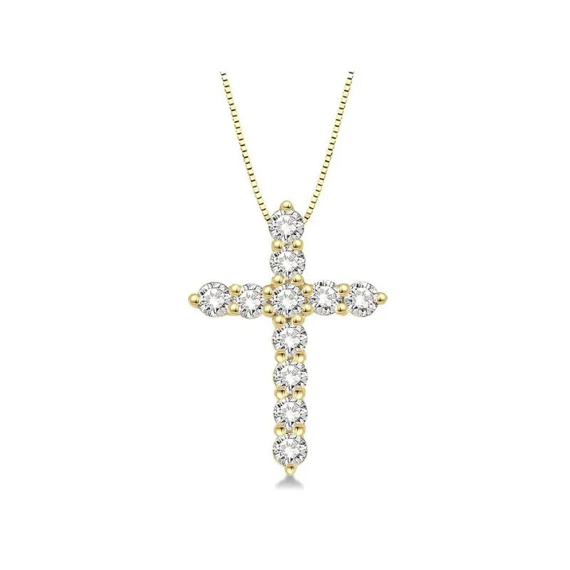 14K (White, Yellow) Gold Diamond (0.25ct) Cross Pendant