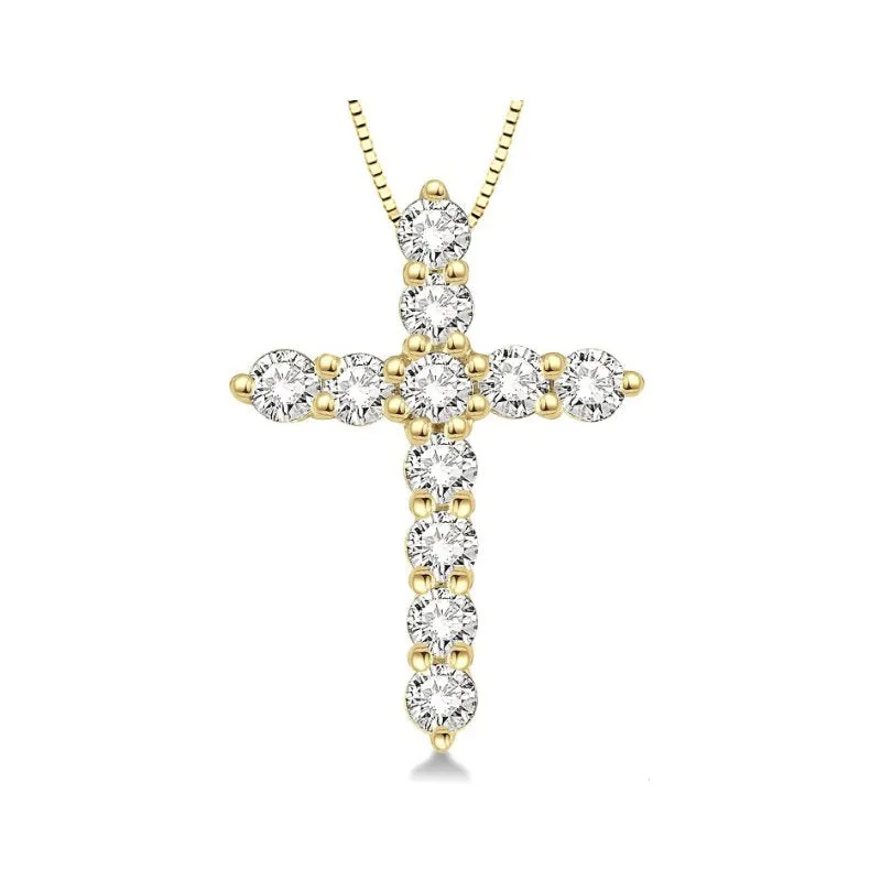 14K (White, Yellow) Gold Diamond (0.25ct) Cross Pendant