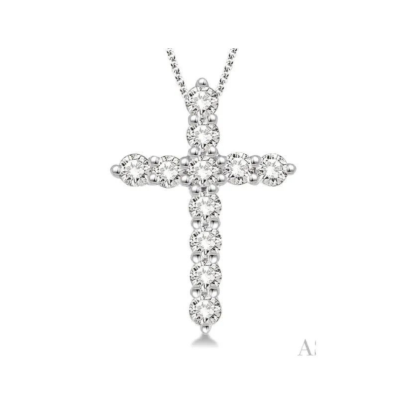 14K (White, Yellow) Gold Diamond (0.25ct) Cross Pendant