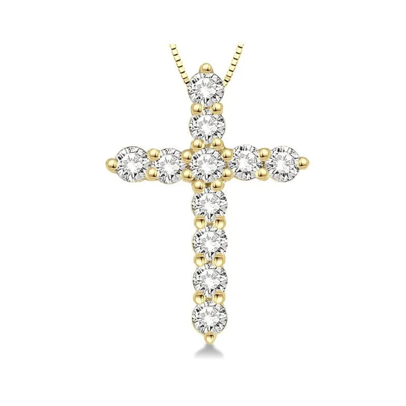 14K (White, Yellow) Gold Diamond (0.50ct) Cross Pendant