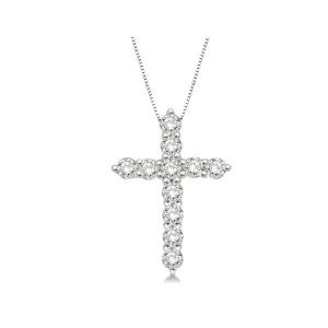 14K (White, Yellow) Gold Diamond (0.50ct) Cross Pendant