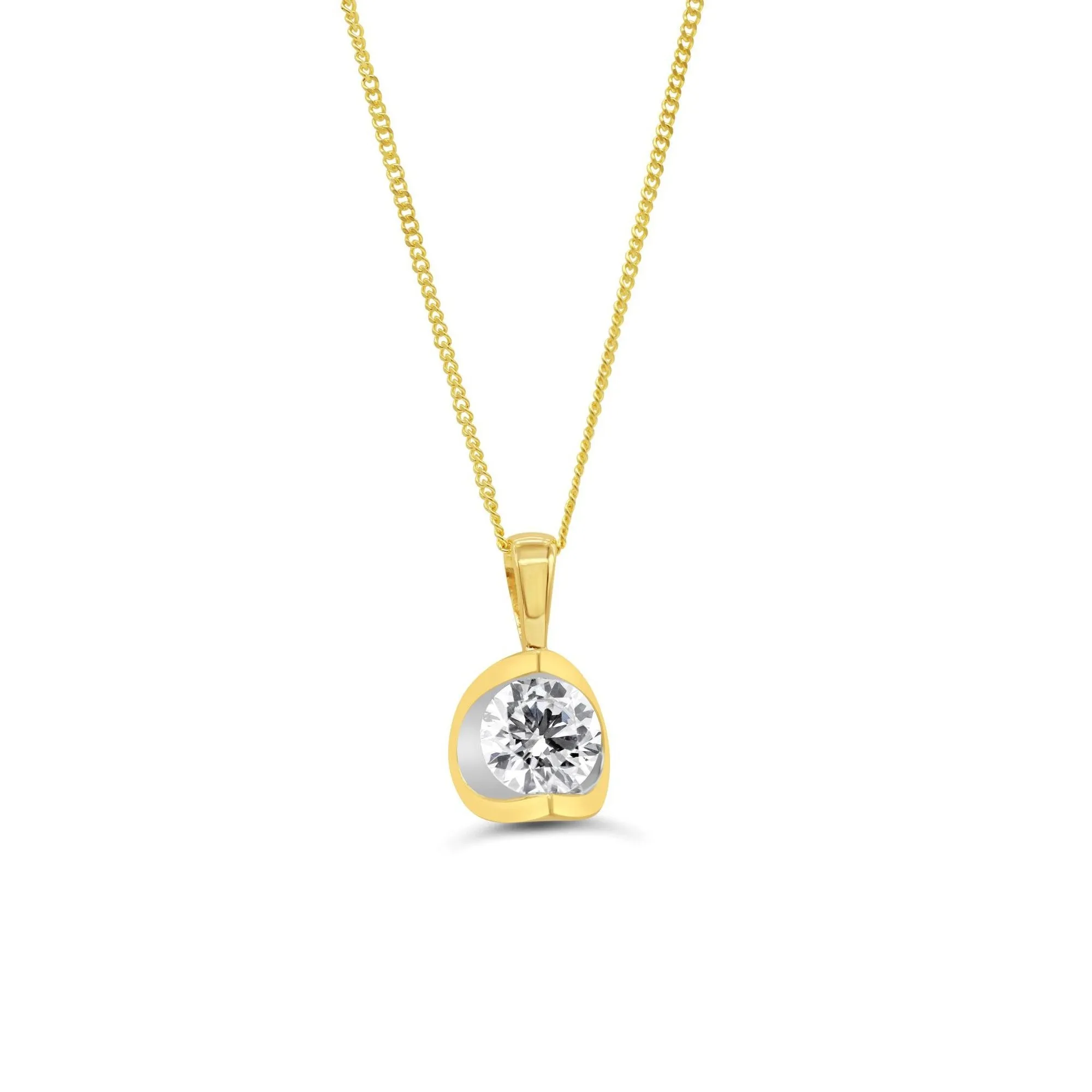 14K Yellow Gold (0.25ct - 0.70ct) Half Moon Lab Grown Diamond Solitaire Pendant