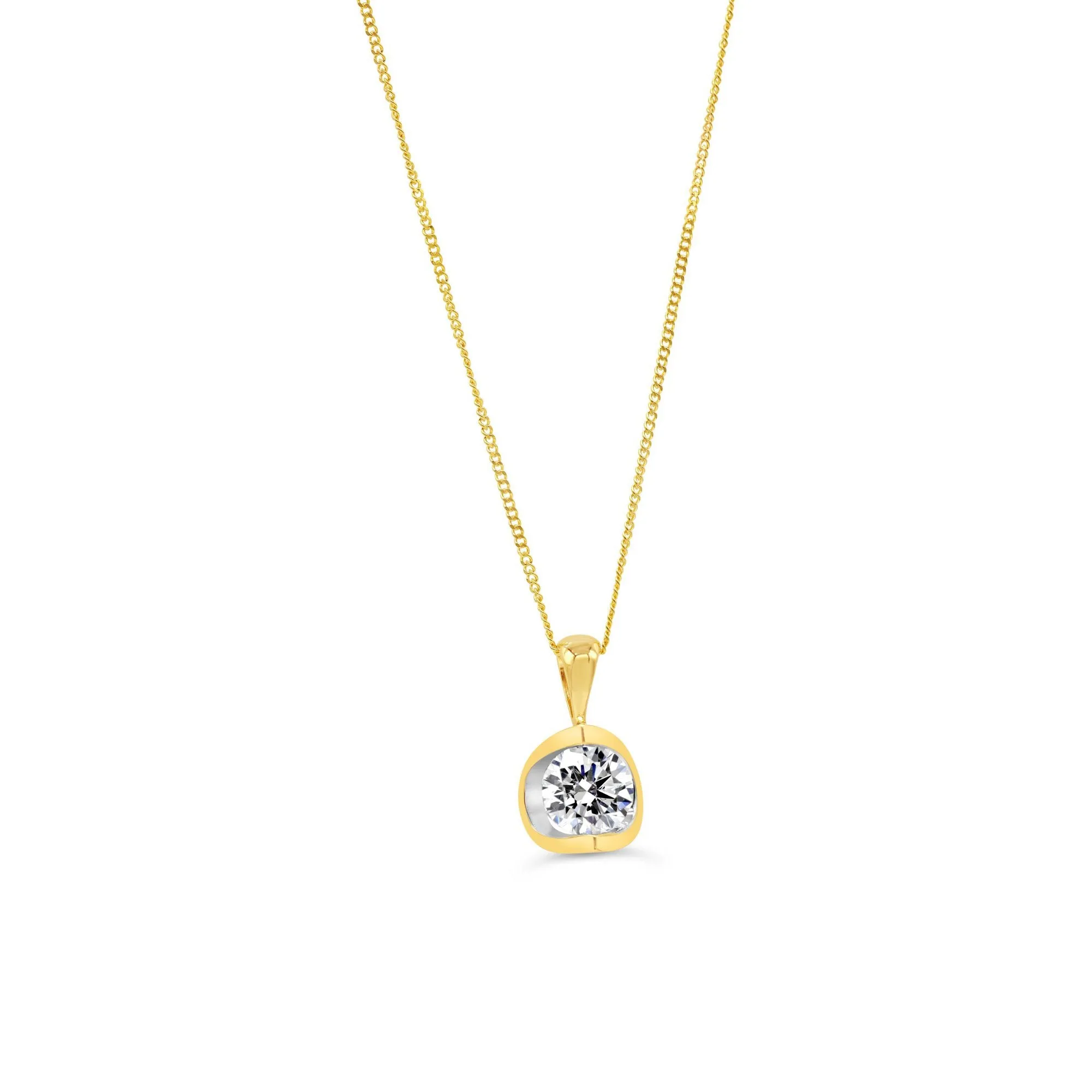 14K Yellow Gold (0.25ct - 0.70ct) Half Moon Lab Grown Diamond Solitaire Pendant