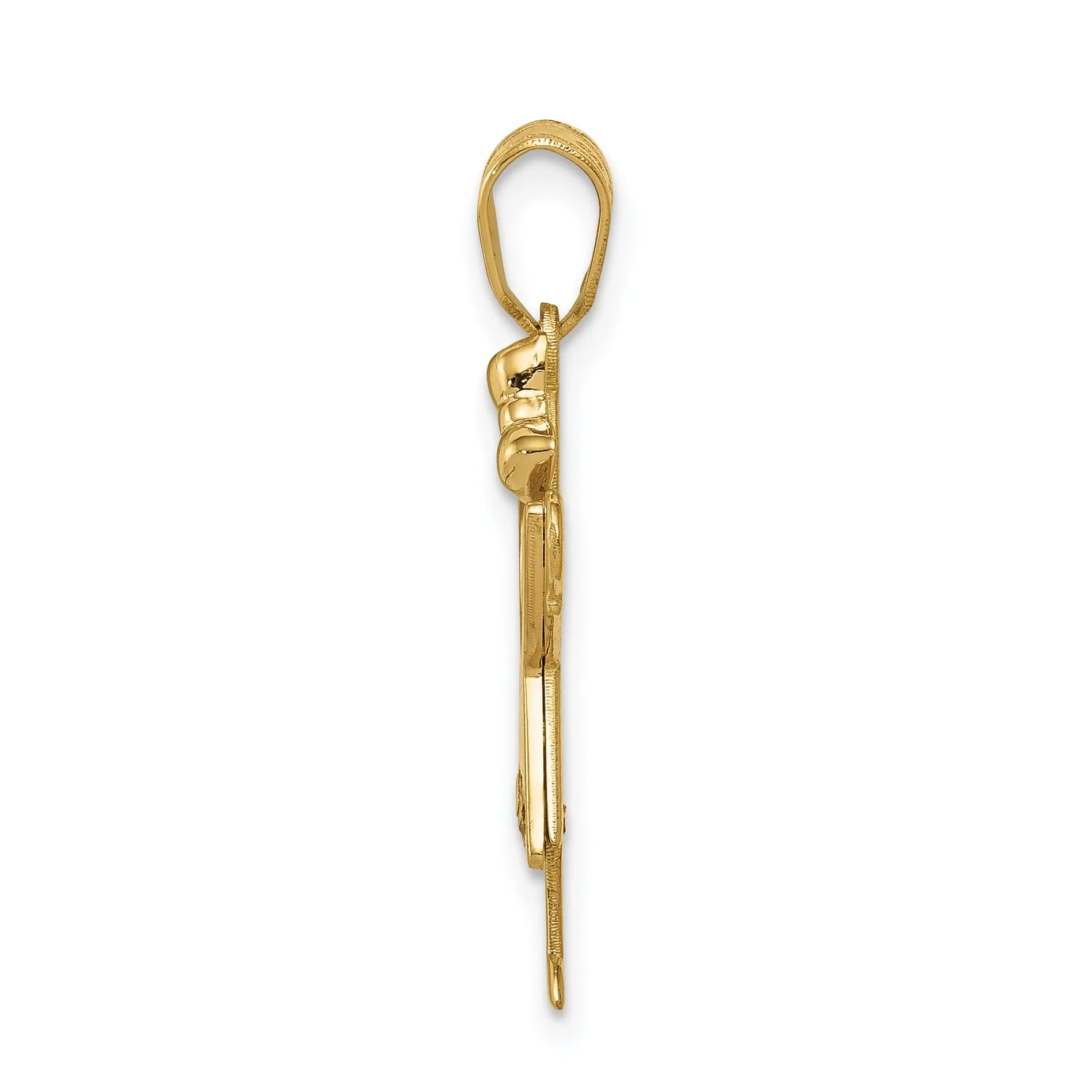 14k Yellow Gold Diamond Girl With Bow Love Pendant