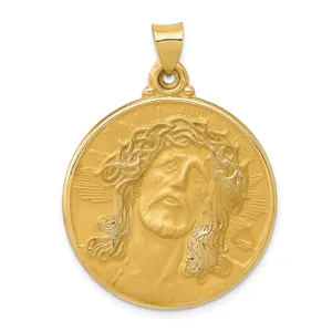 14k Yellow Gold Face of Jesus Medal Pendant