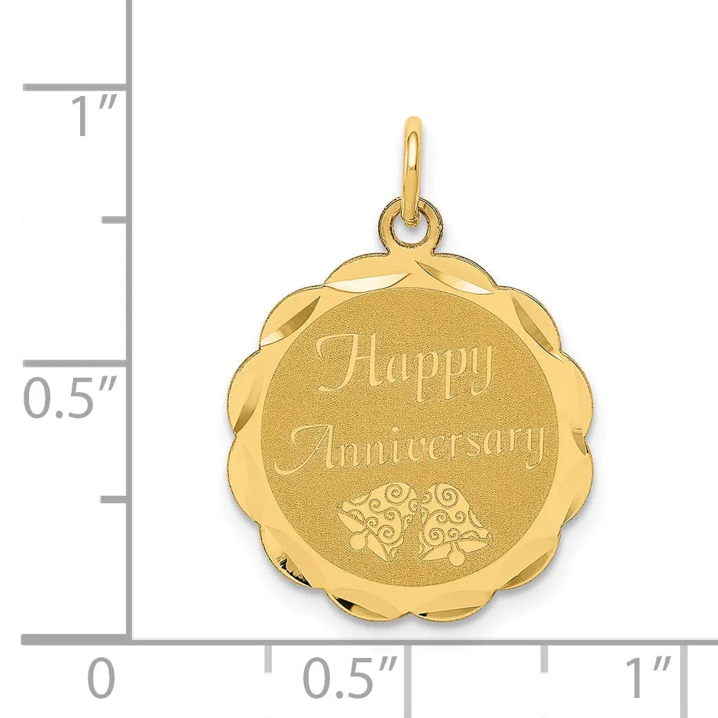 14k Yellow Gold Happy Anniversary Charm Pendant