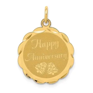 14k Yellow Gold Happy Anniversary Charm Pendant