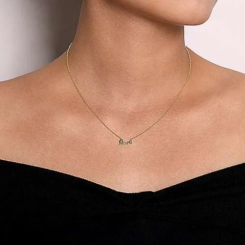 14K Yellow Gold Love Pendant Necklace with Diamond Accent