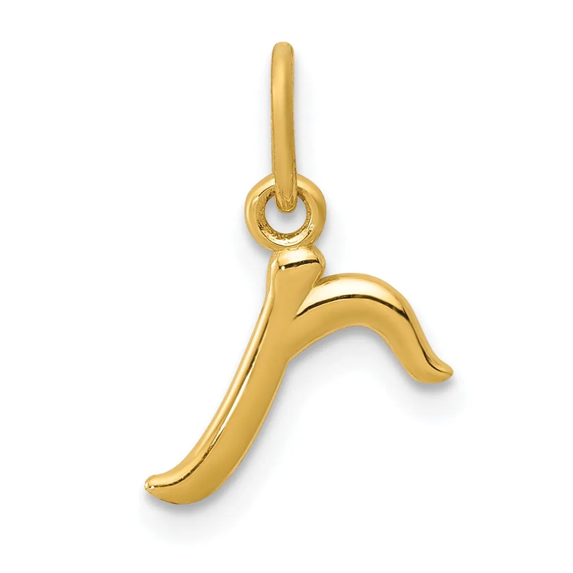 14K Yellow Gold Lower Case Script Letter R Initial Pendant