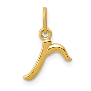 14K Yellow Gold Lower Case Script Letter R Initial Pendant