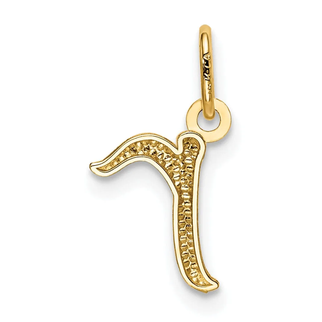 14K Yellow Gold Lower Case Script Letter R Initial Pendant