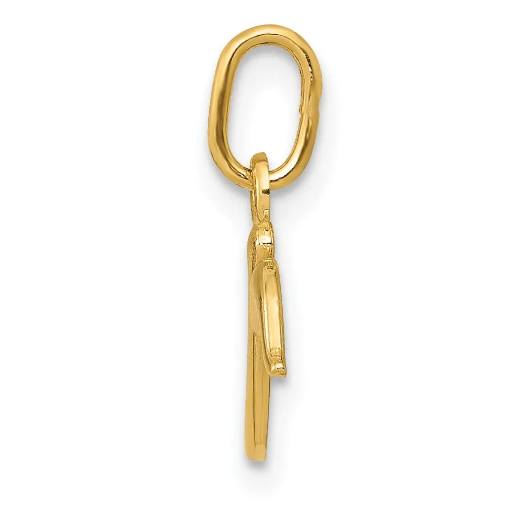 14K Yellow Gold Lower Case Script Letter R Initial Pendant