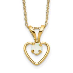 14k Yellow Gold Opal Heart Pendant & Necklace