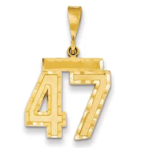 14K Yellow Gold Polished Diamond Cut Finish Medium Size Number 47 Charm Pendant