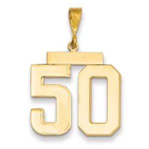 14k Yellow Gold Polished Finish Large Size Number 50 Charm Pendant