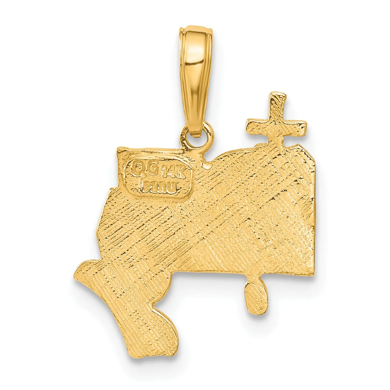14K Yellow Gold Polished Texture Bible Praying Hands,and Cross Pendant