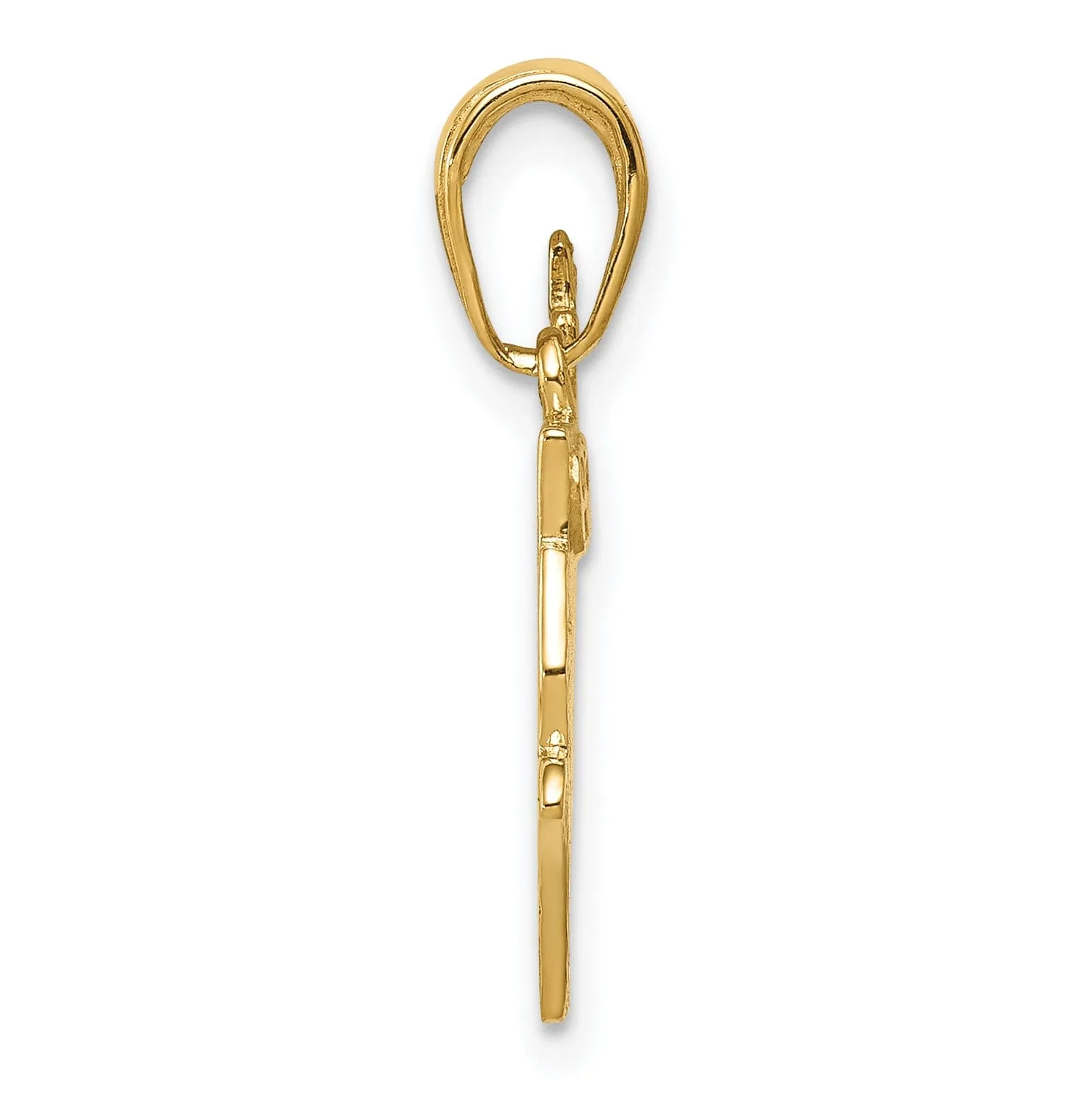 14K Yellow Gold Polished Texture Bible Praying Hands,and Cross Pendant