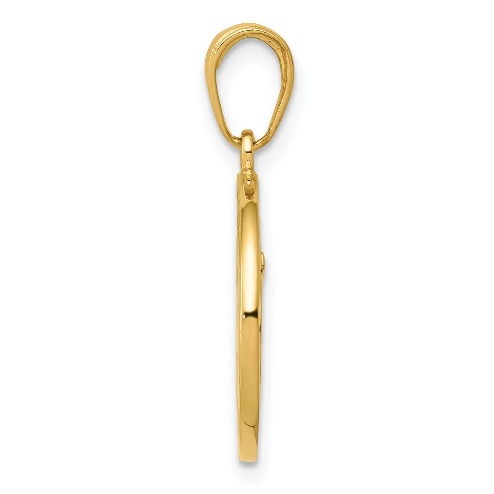 14K Yellow Gold Round Frame Design Yoga Om Symbol Pendant