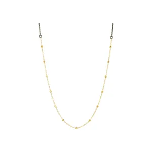 14k Yellow Gold Shiny Disco Beaded  Necklace with Mixed Metal