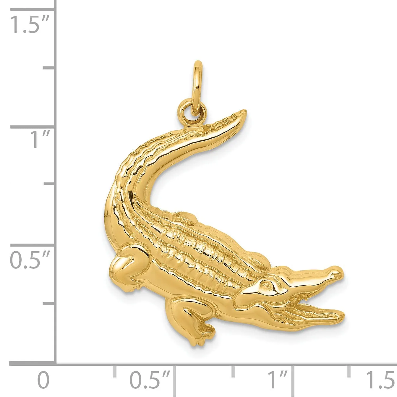 14k Yellow Gold Solid Polished Finish Alligator Charm Pendant