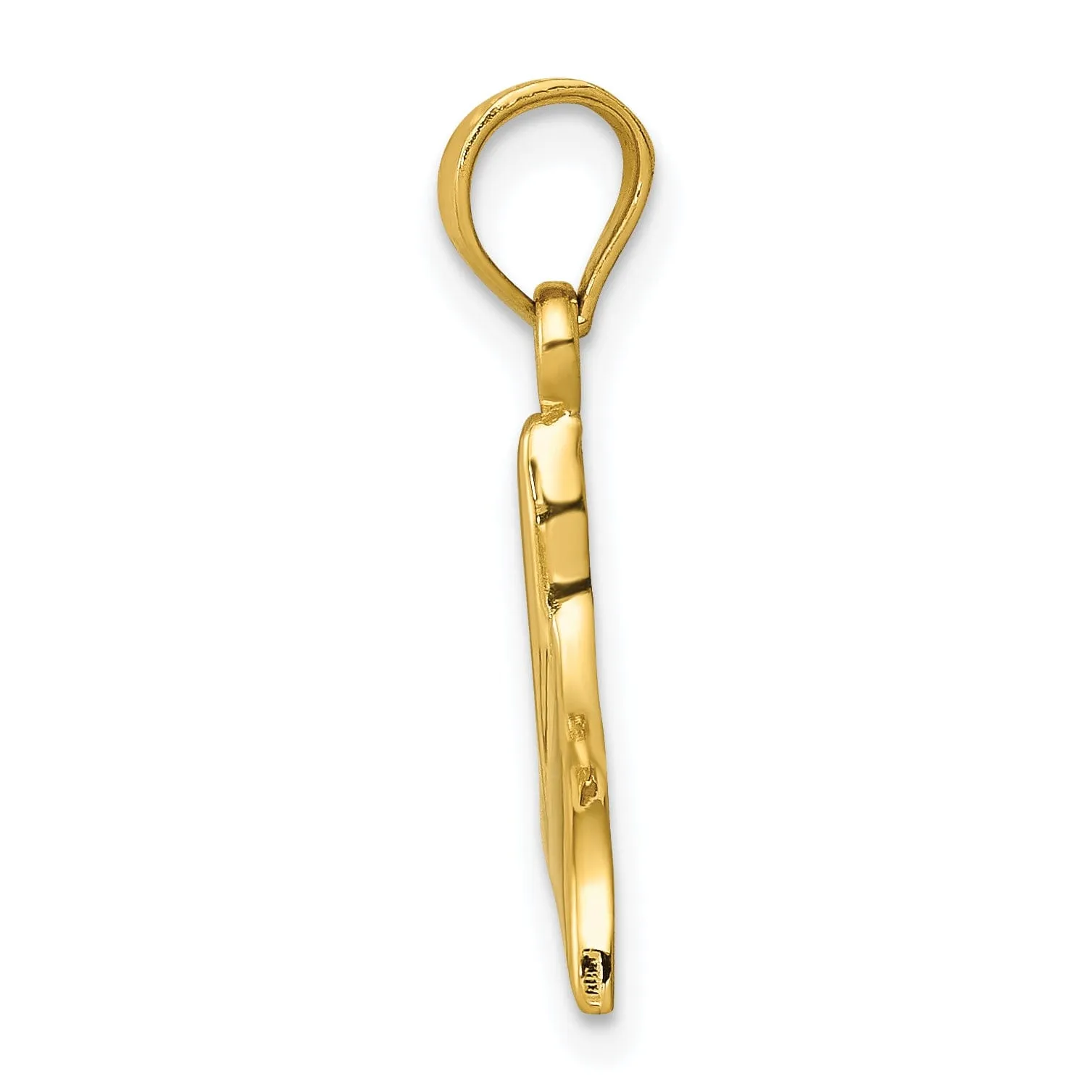 14k Yellow Gold Solid Polished Finish Open-Backed Whale Tail Charm Pendant