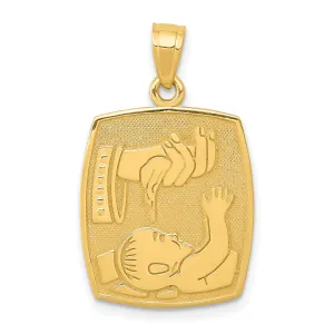 14k Yellow Gold Texture Satin Polished Finish Baptism Pendant