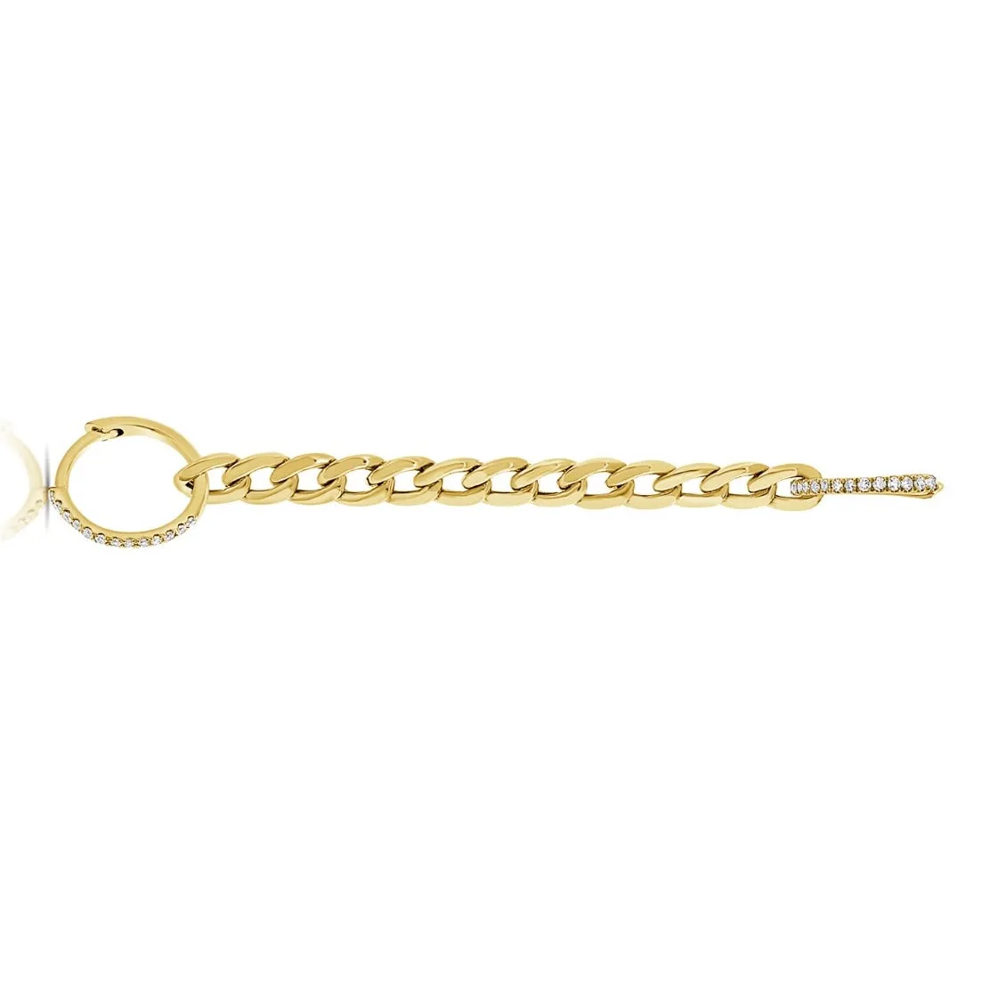14KT Gold Diamond Huggie Earrings on Chain