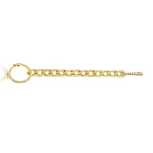14KT Gold Diamond Huggie Earrings on Chain