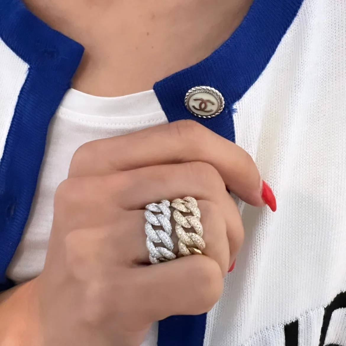 14KT Gold Diamond Link Ring
