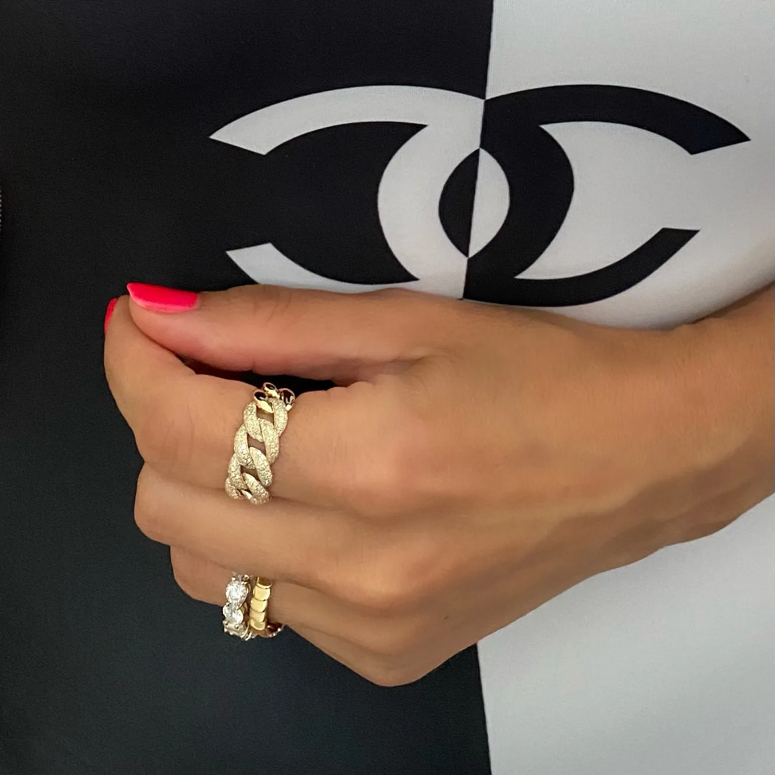 14KT Gold Diamond Link Ring