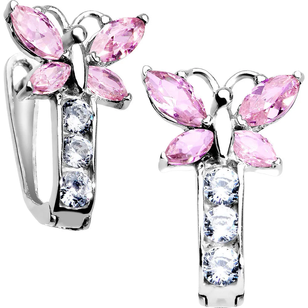14kt White Gold Butterfly October Birthstone Leverback Earrings