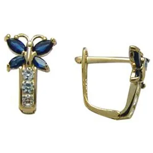 14kt Yellow Gold Butterfly September Birthstone Leverback Earrings