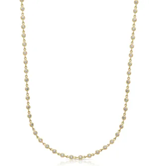 14KY Bezel Set Diamond Necklace with Diamond Clasp