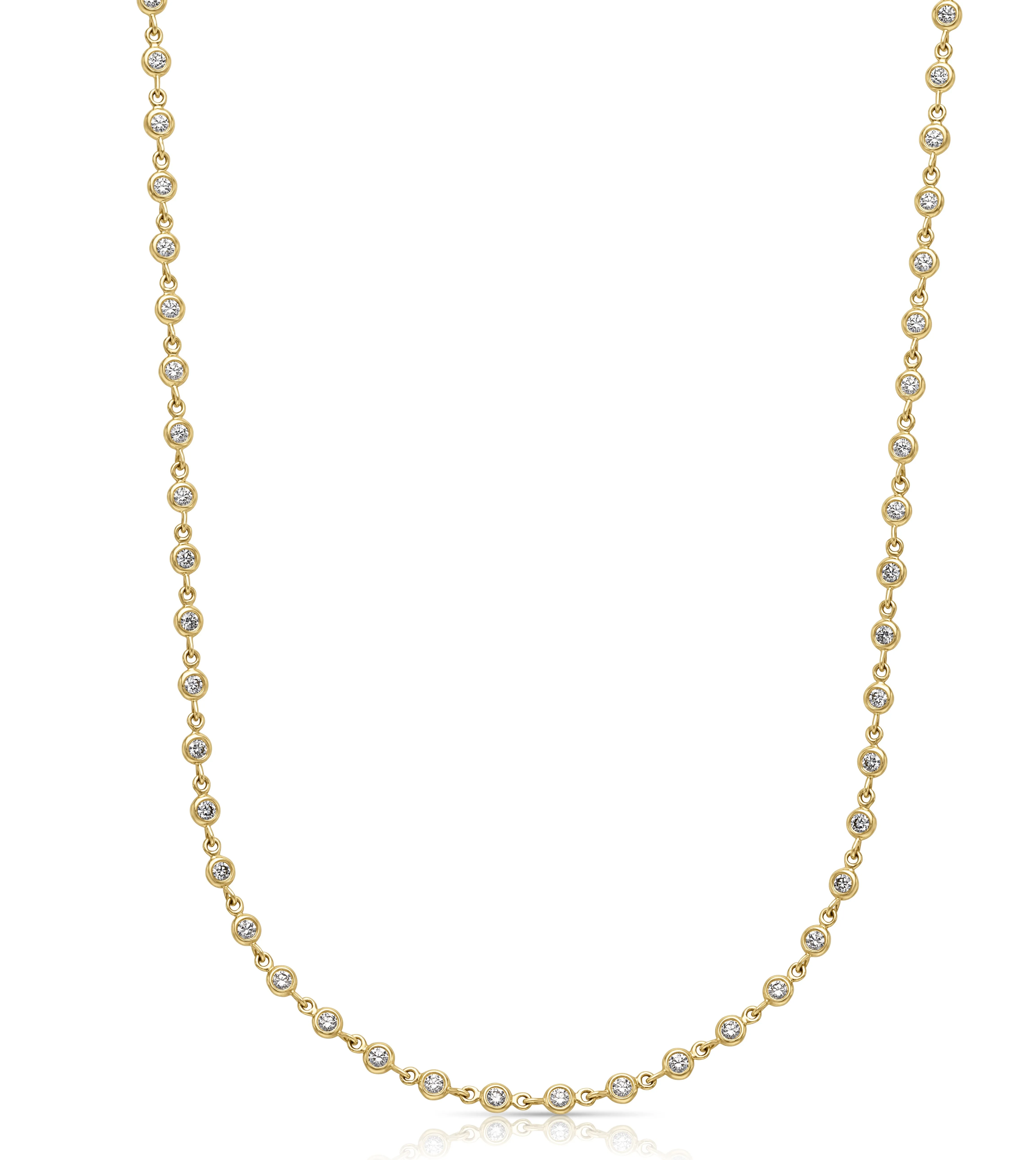 14KY Bezel Set Diamond Necklace with Diamond Clasp