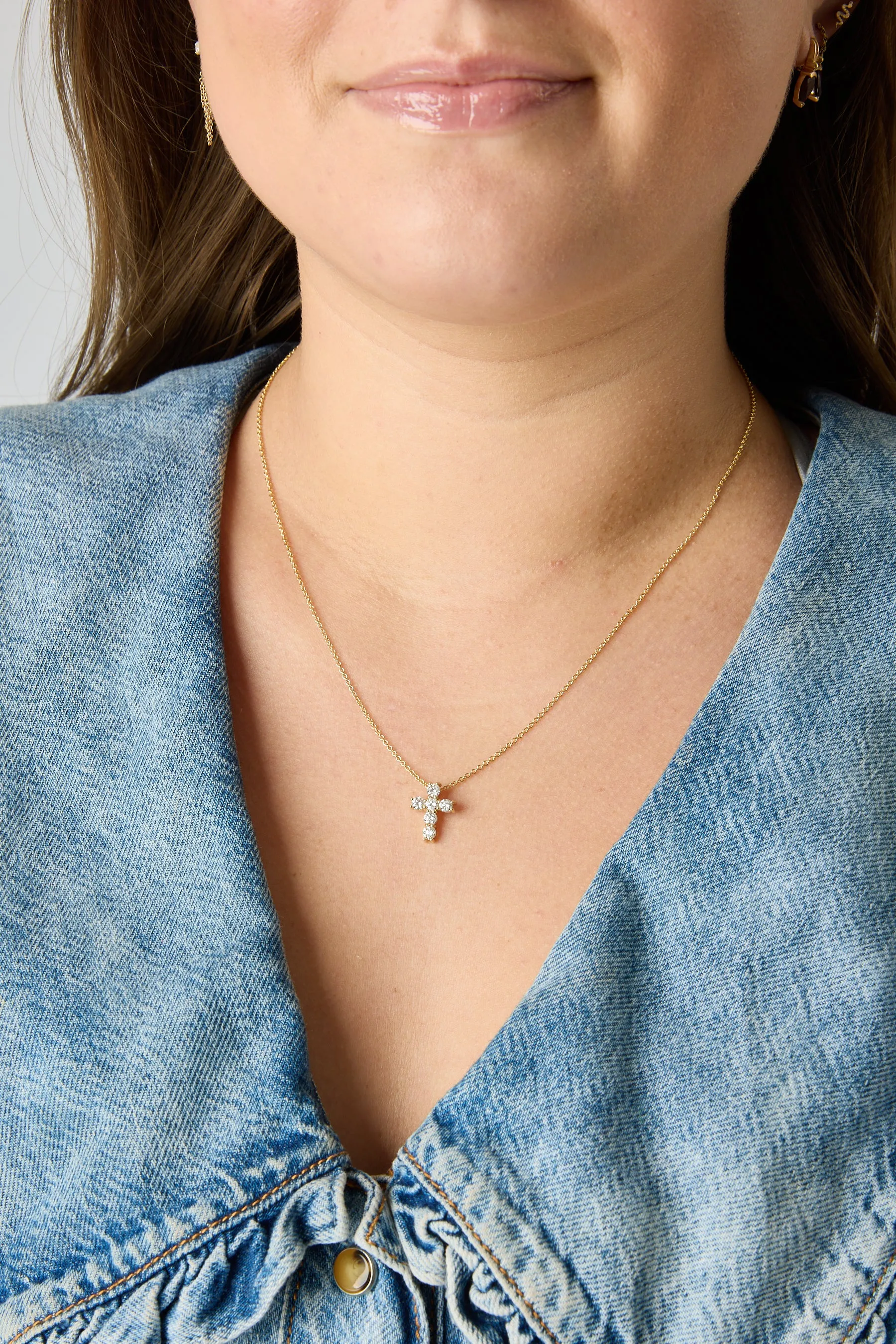 14KY Diamond Cross Necklace