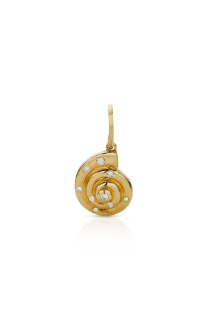 14KY Shell Charm with Diamonds