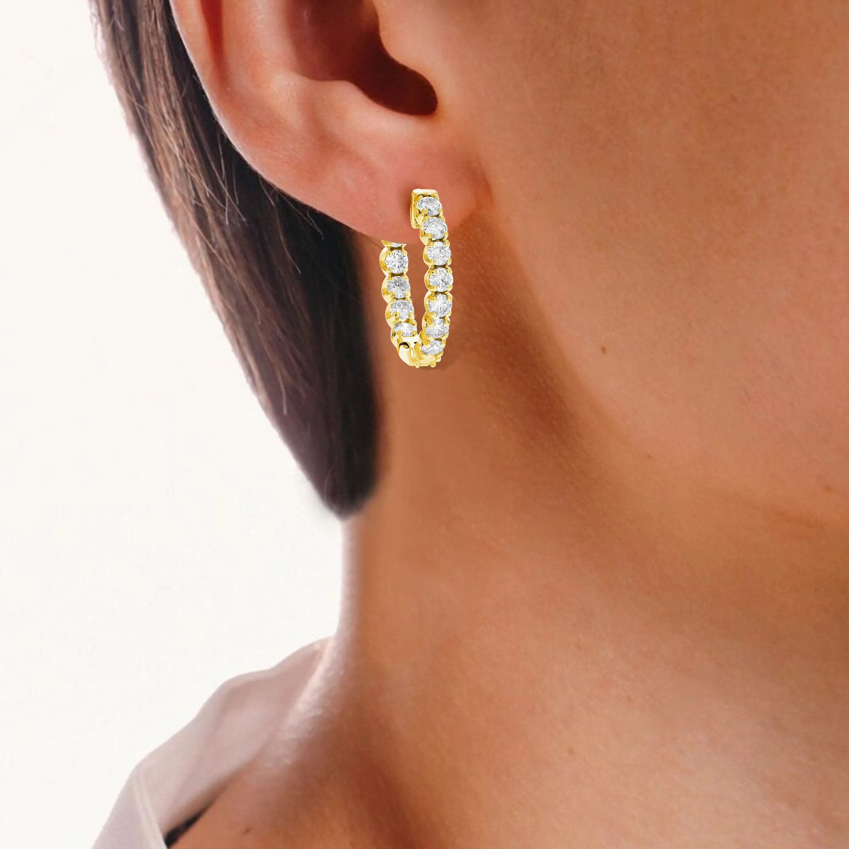 1.50 cttw Diamond Hoop Earrings in 14K Gold