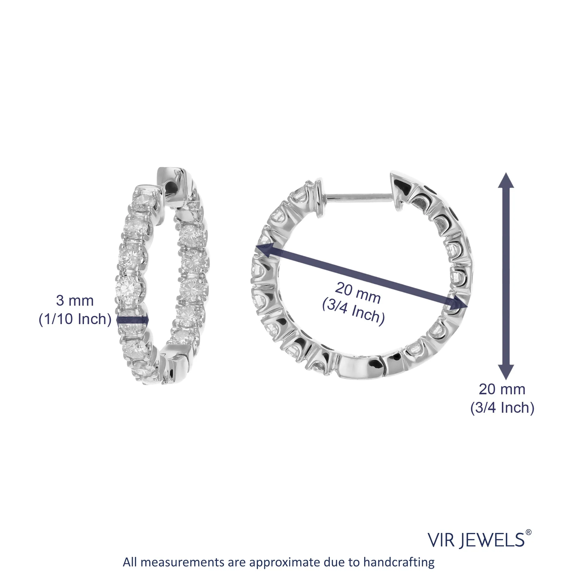 1.50 cttw Diamond Hoop Earrings in 14K Gold