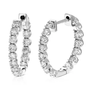 1.50 cttw Diamond Hoop Earrings in 14K Gold