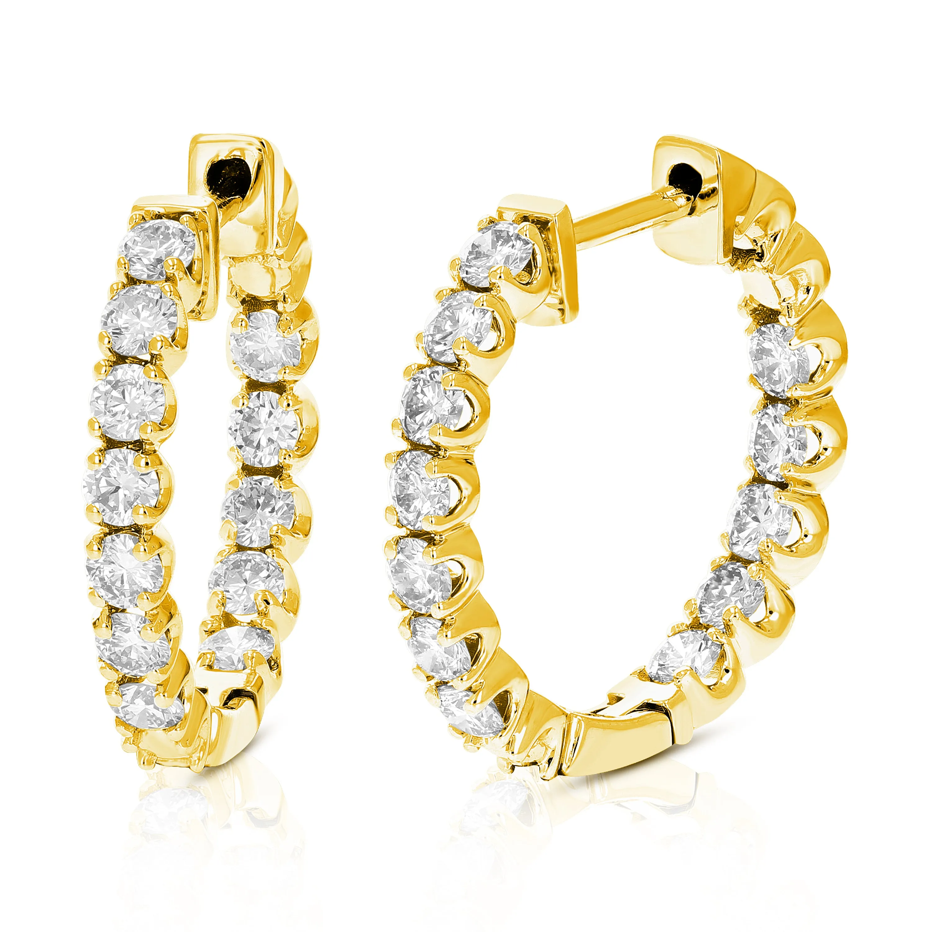 1.50 cttw Diamond Hoop Earrings in 14K Gold