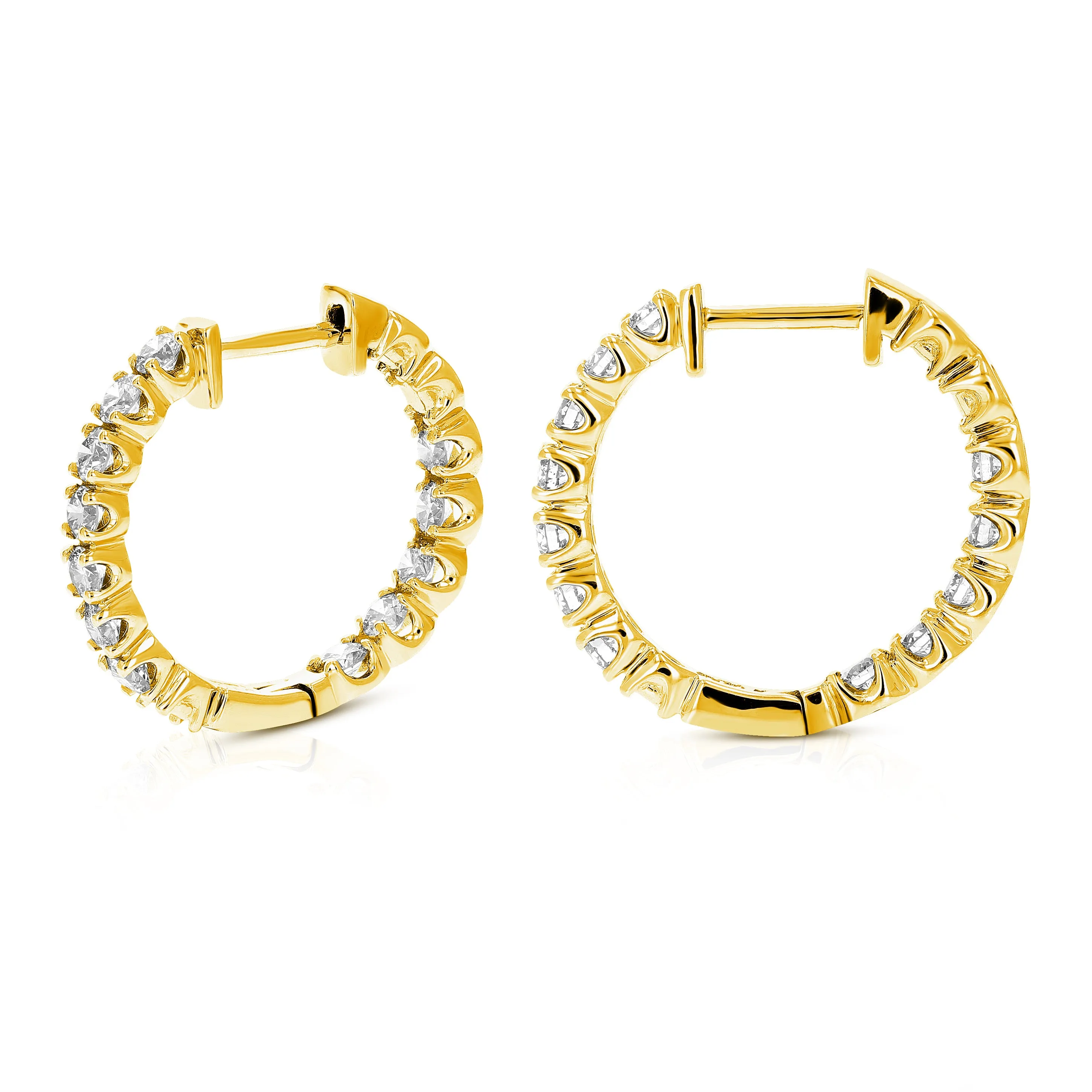1.50 cttw Diamond Hoop Earrings in 14K Gold