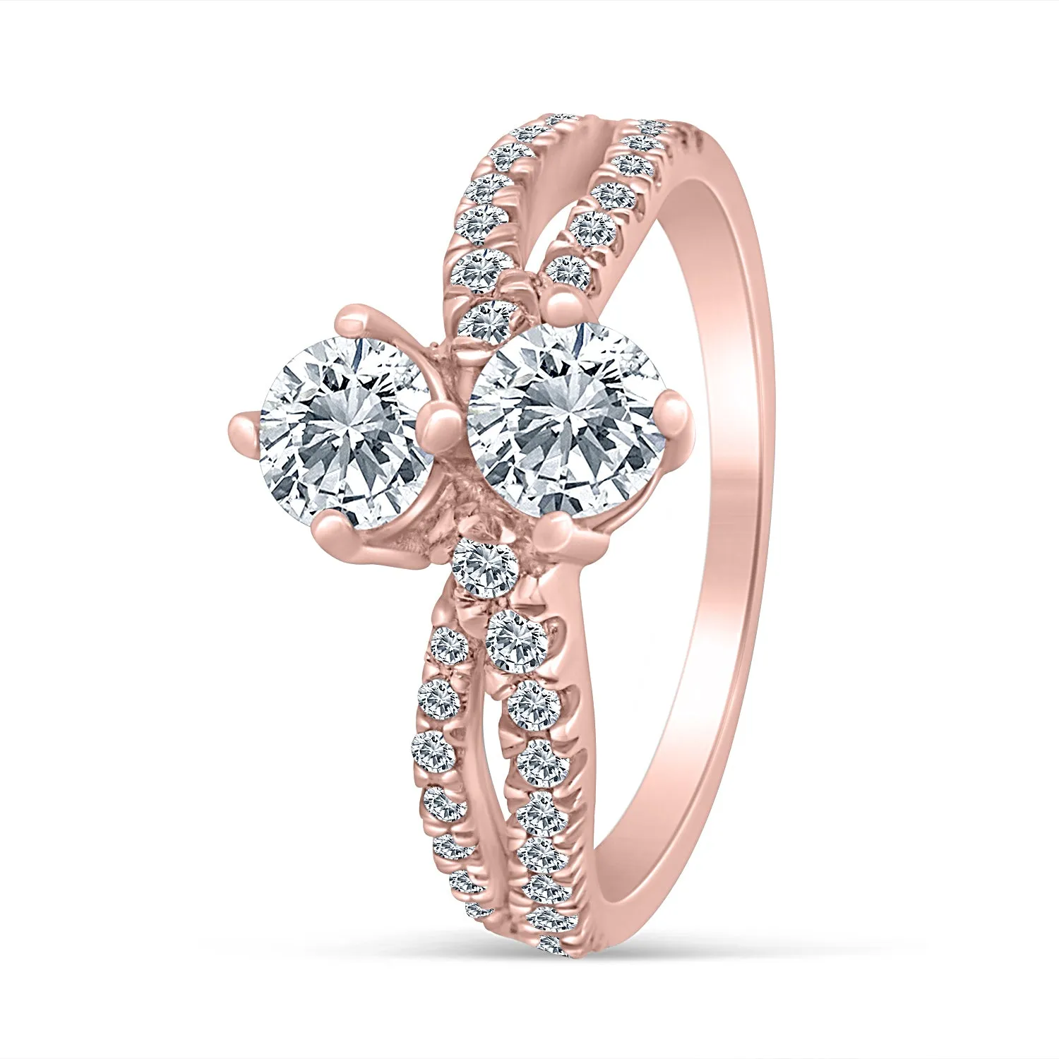 1.50ctw Diamond Two Stone Ring in 14k Rose Gold (J-K, I2-I3)