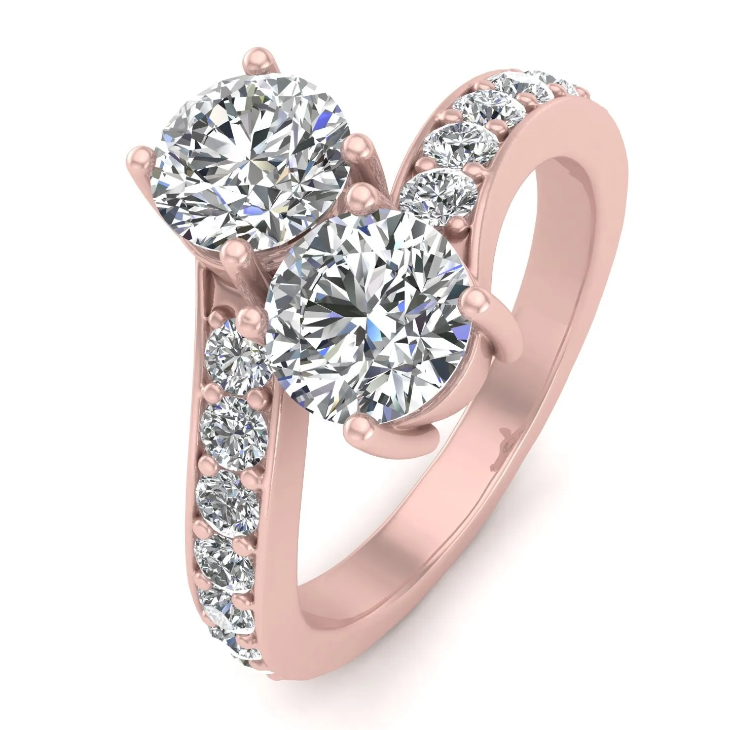 1.50ctw Diamond Two Stone Ring in 14k Rose Gold (J-K, I2-I3)