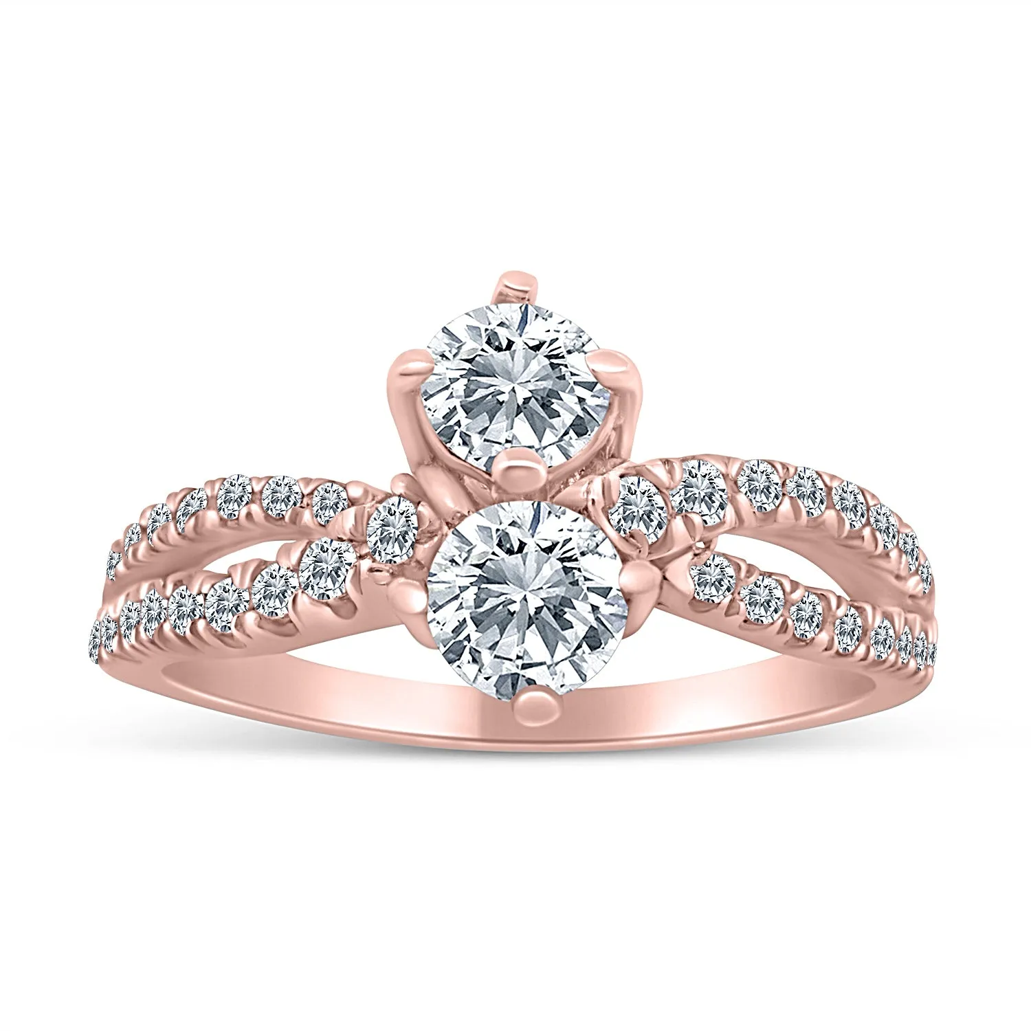 1.50ctw Diamond Two Stone Ring in 14k Rose Gold (J-K, I2-I3)