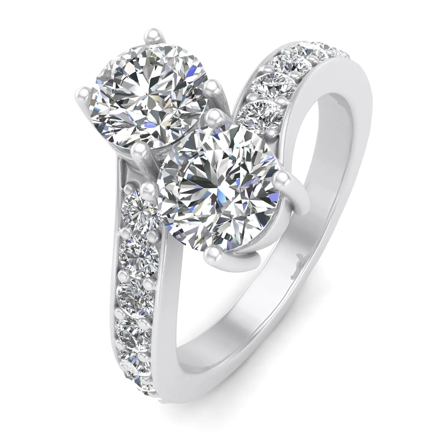 1.50ctw Diamond Two Stone Ring in 14k White Gold (J-K, I2-I3)