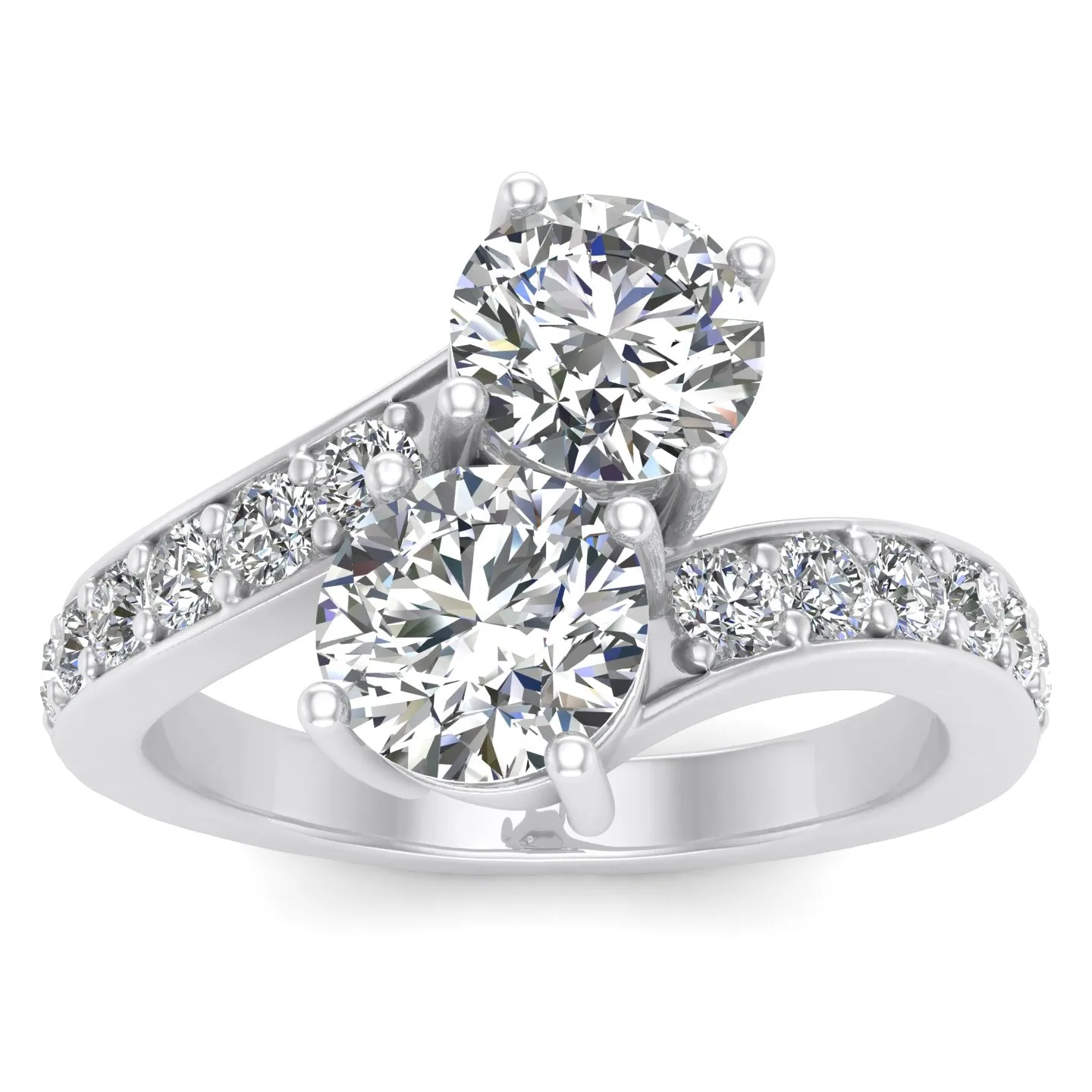 1.50ctw Diamond Two Stone Ring in 14k White Gold (J-K, I2-I3)
