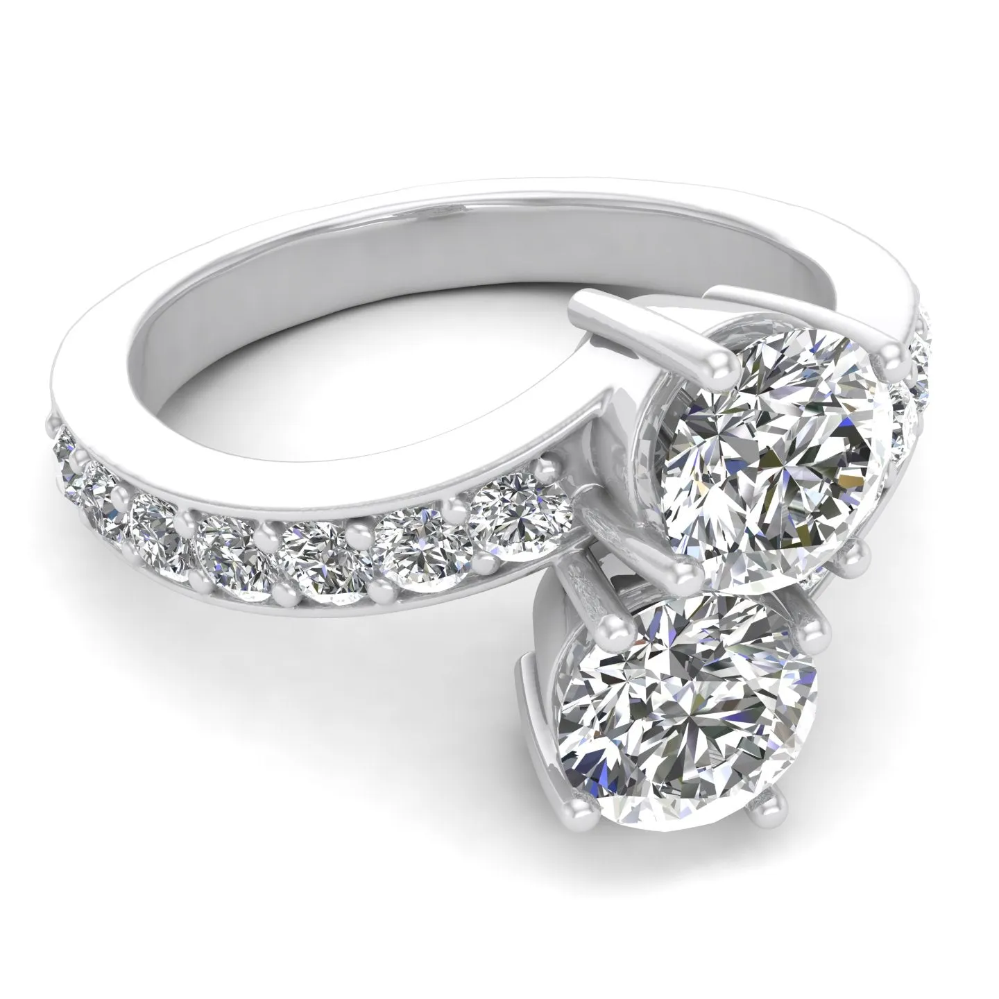 1.50ctw Diamond Two Stone Ring in 14k White Gold (J-K, I2-I3)
